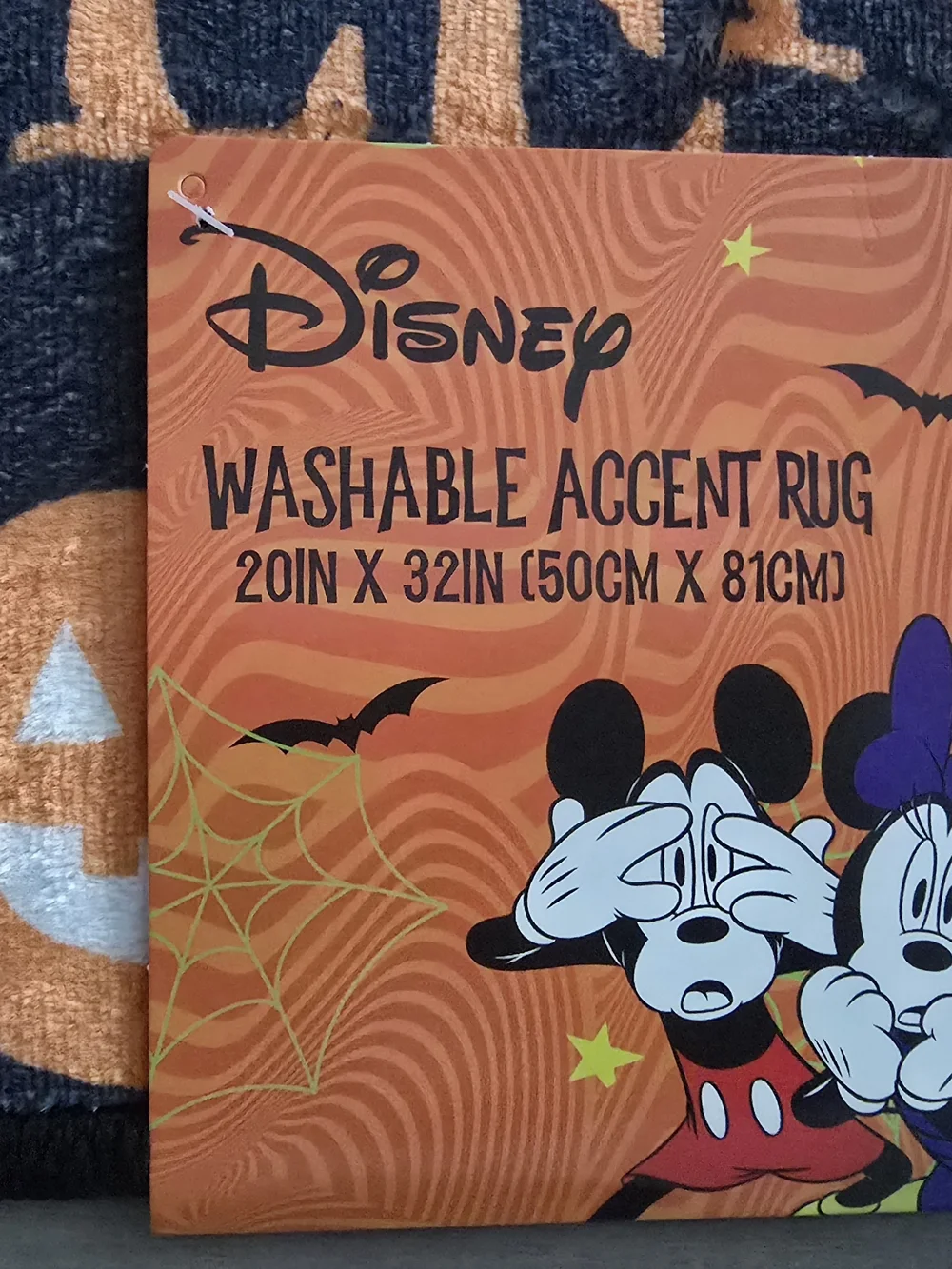 Disney Black & Orange Mickey Skeleton Halloween Rug